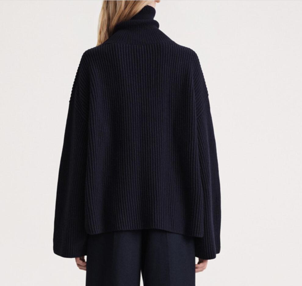 New sweater women's tte loose high necked long sleeved wool knitted top