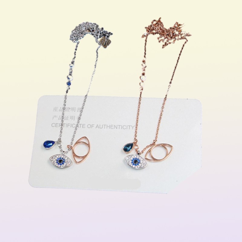 Classic Evil Eye Necklace Jewelry for Women Girls Jewelry Set Gift Silver Rose Gold 2Colors 925 Sterling Silver Plated