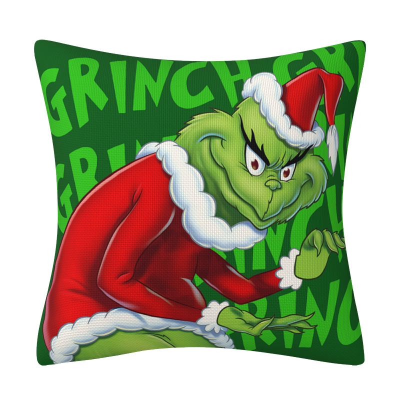 Christmas Pillow Cases Cartoon Grinch Theme Printed Decorative Cushion Cover Pillowcase for Home Sofa Car Decoration 16 Styles