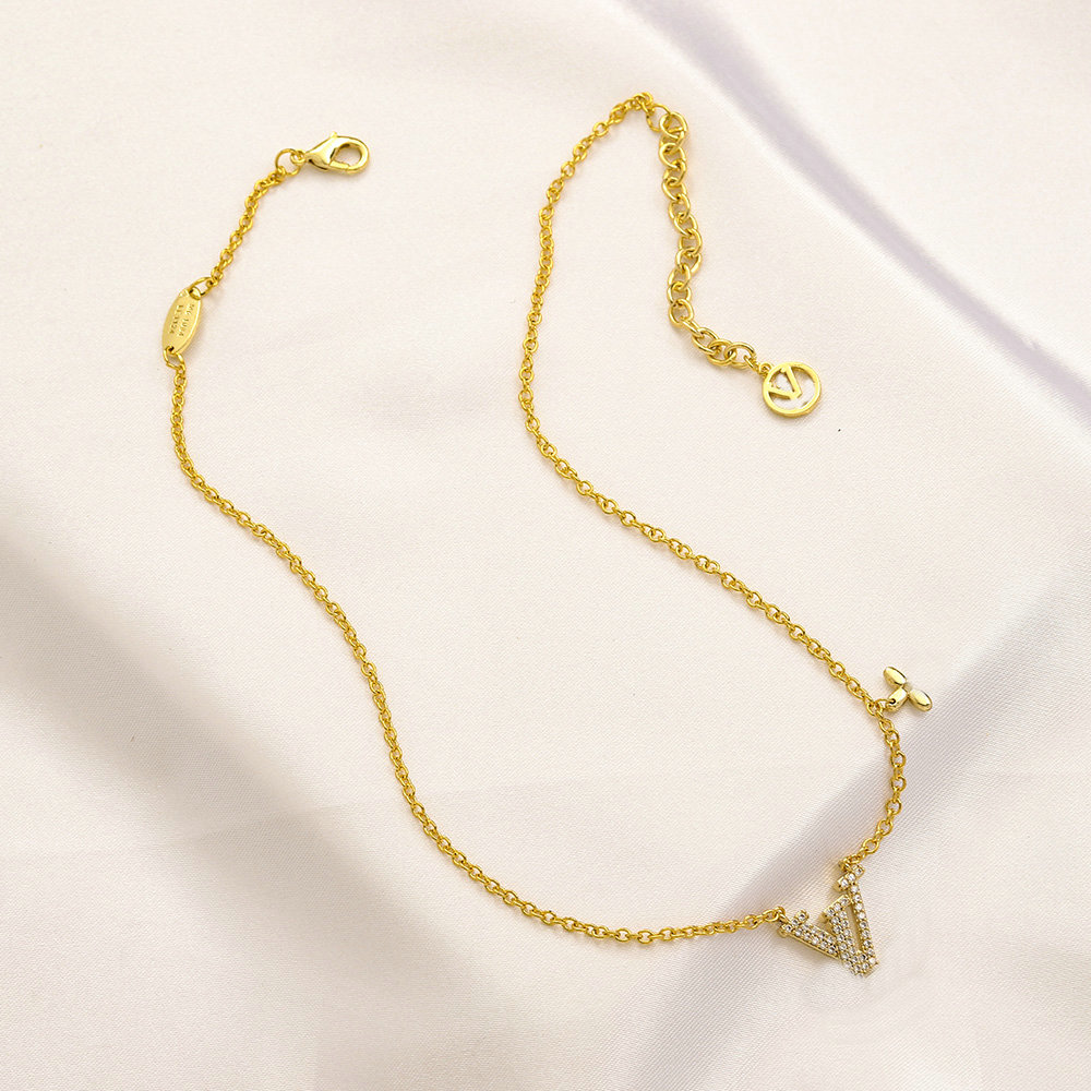 20 Style Gold Plated Link Chain Necklace Choker Diamonds Necklaces Designer Jewelry Women Accessories Gifts