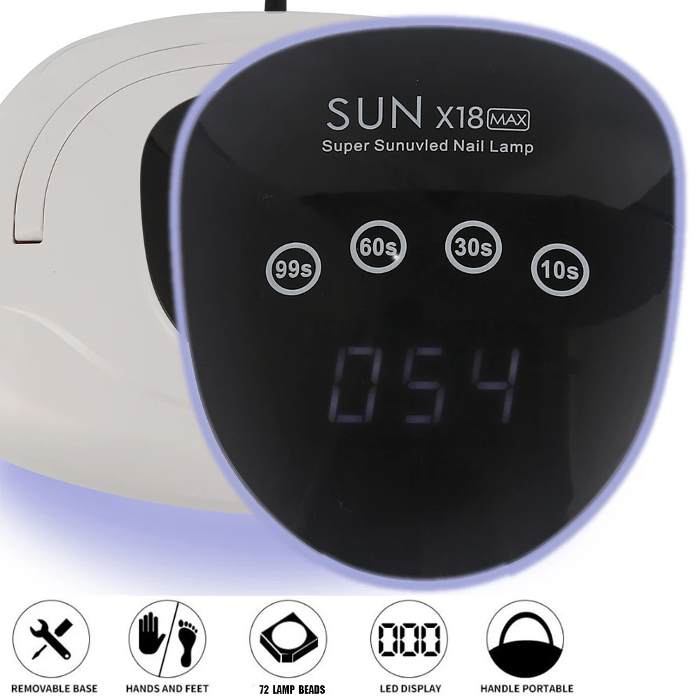 Nail Dryers SUN X18 Max EU Plug UV LED Lamp For Fast Drying Gel Polish Dryer 72LEDS Home Use Ice With Auto Sensor Manicur 231204
