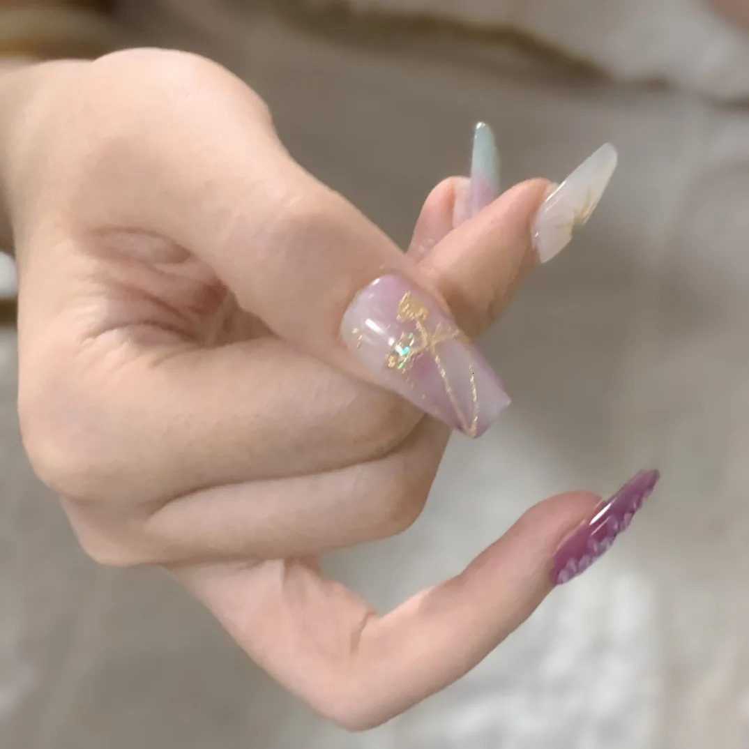 False Nails Emmabeauty Handmade Press On Zodiac Series Sagittarius Medium Long Whitening Temperament Gentle WindNoEM24494 231204