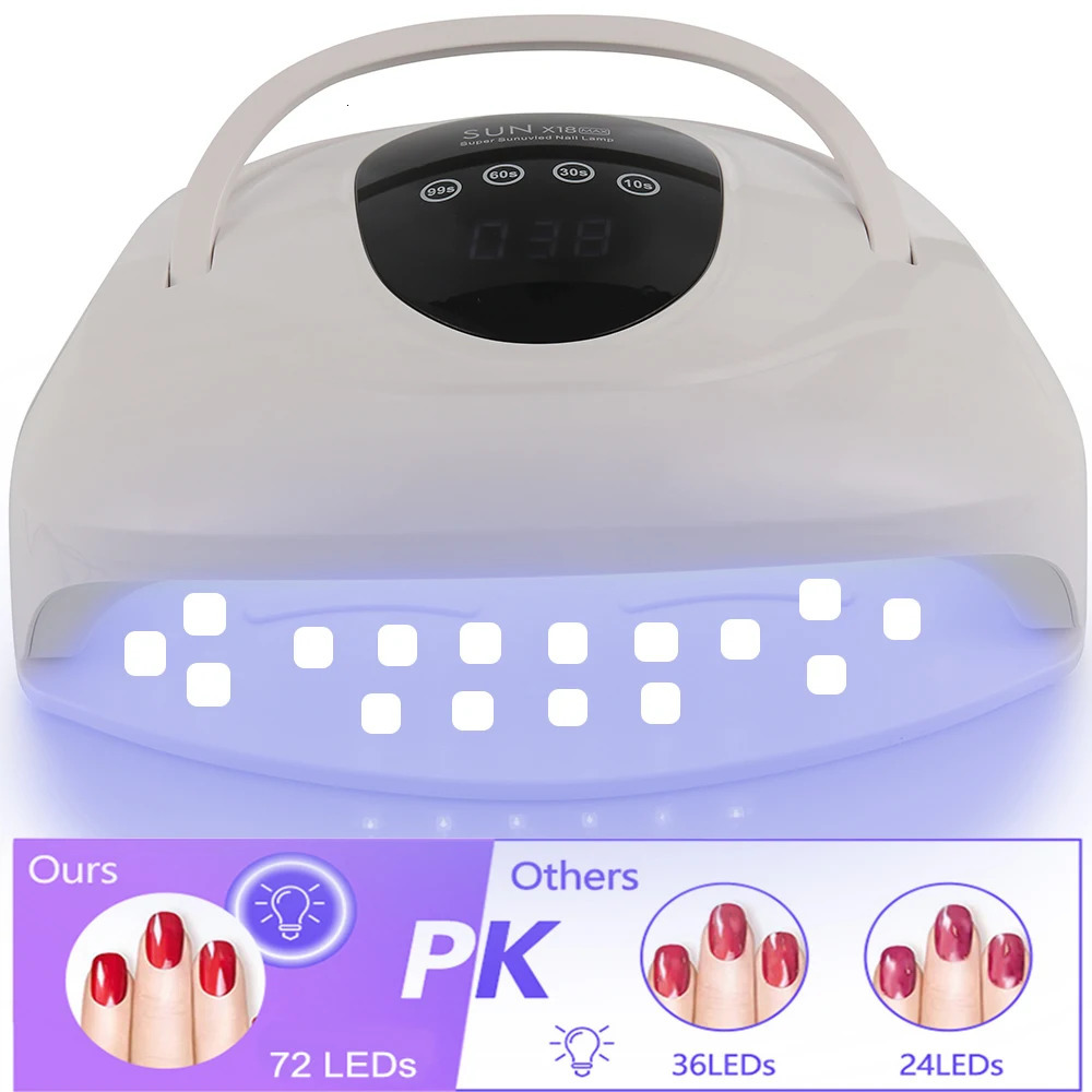 Nail Dryers SUN X18 Max EU Plug UV LED Lamp For Fast Drying Gel Polish Dryer 72LEDS Home Use Ice With Auto Sensor Manicur 231204