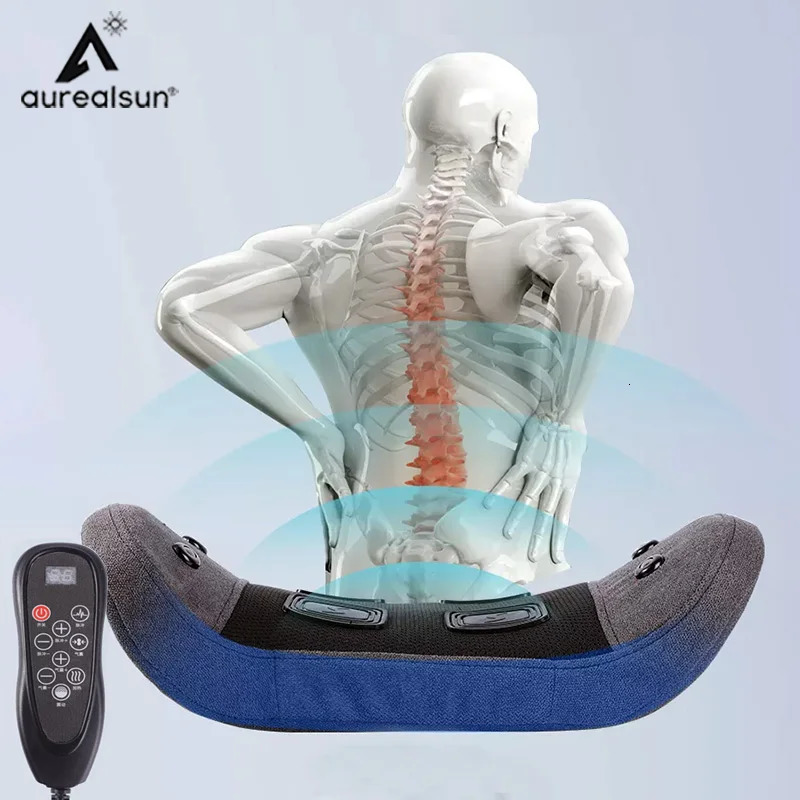 Back Massager Electric Waist Massager Lumbar Vibration Cushion Relief Pain Heating Health Care Relax Traction Therapy Airbag Back Body Massage 231204