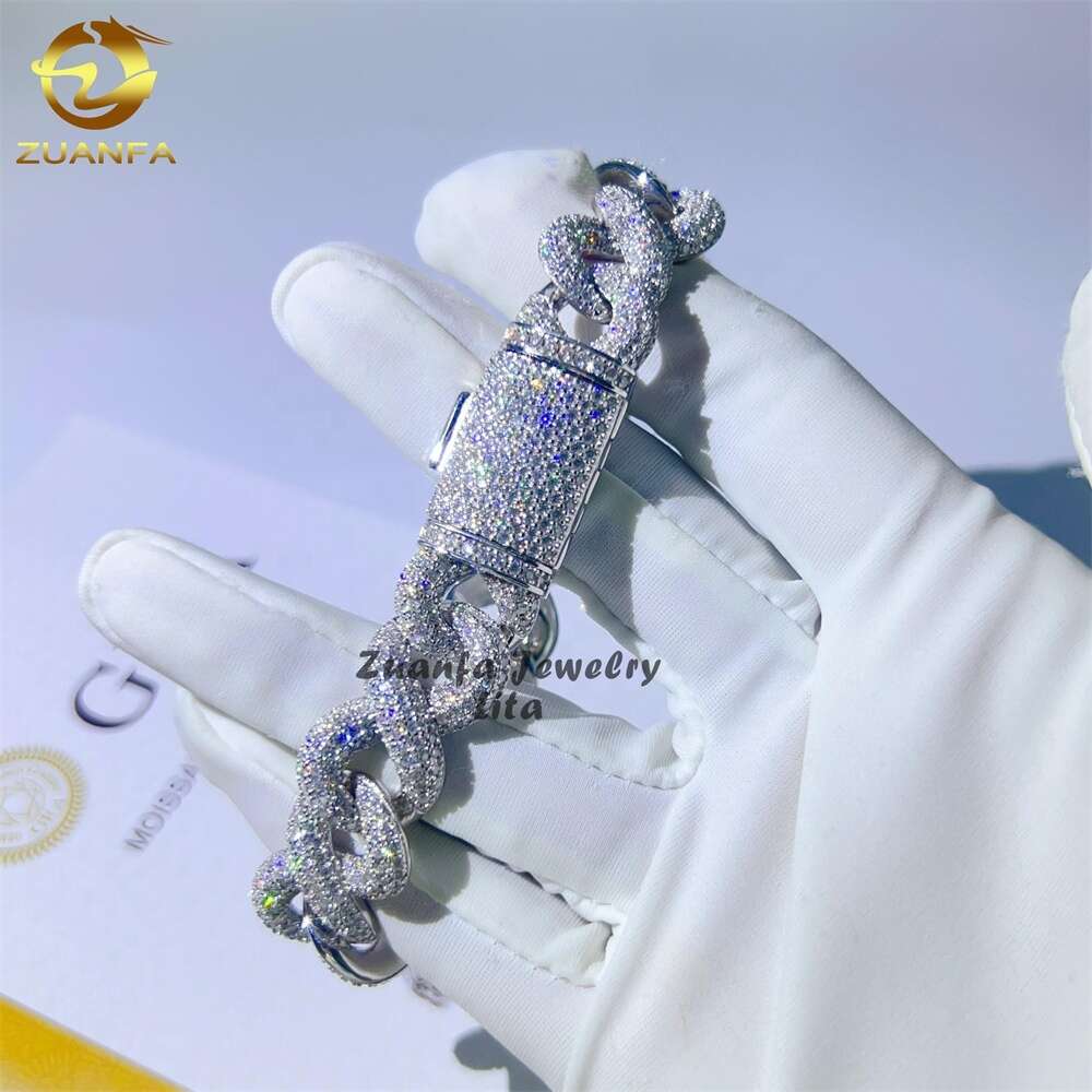 bracelet necklace mossanite Custom Gold Plated Iced Out Sier Infinity 15Mm Diamond Chain Moissanite Cuban Link Bracelet
