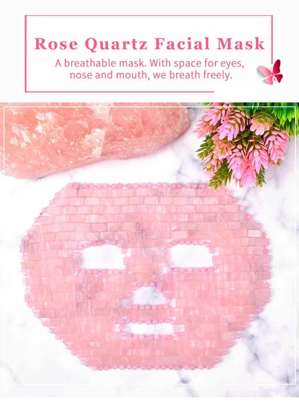 Face Massager Rose Quartz Face Mask Cold Therapy Skin Care Tools Cooling Massager Wrinkle Removal 100% Natural Jade Crystal Sleep Mask 231204