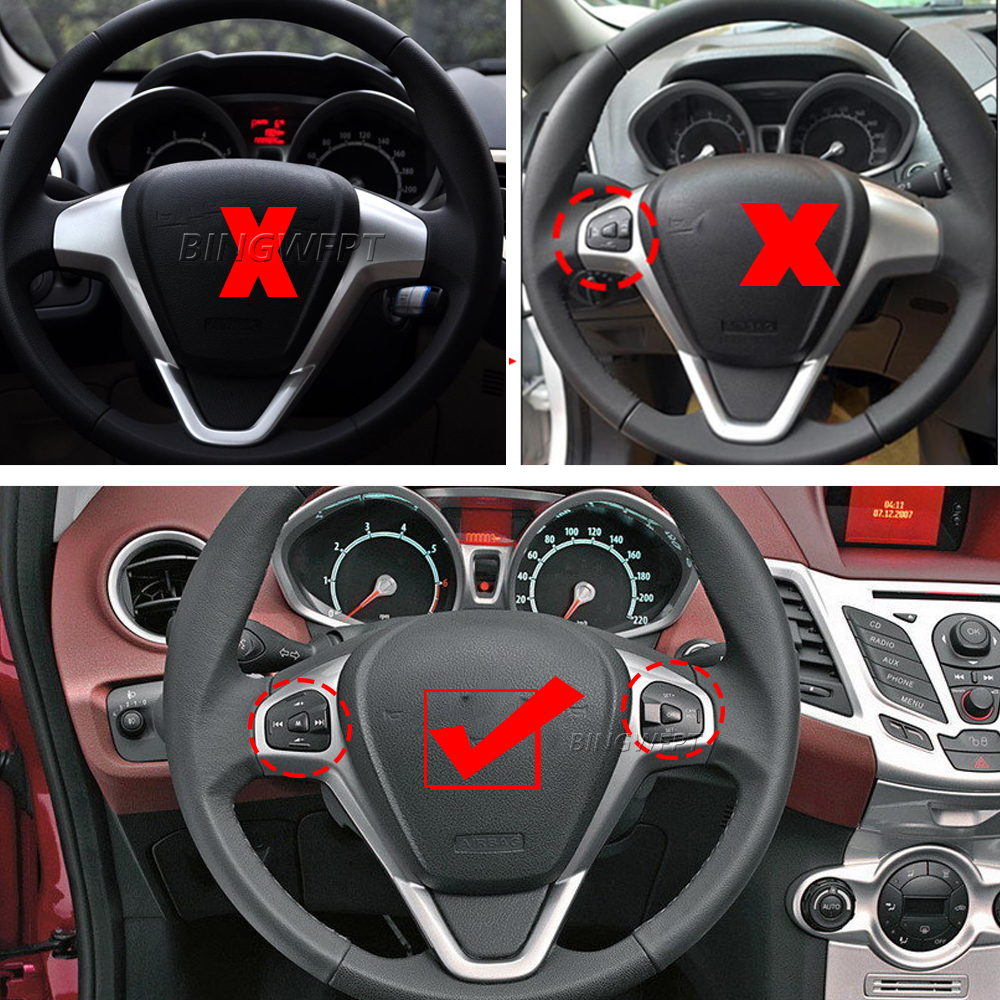 Steering Wheel Frame Panel Cover Decorative+Car Cruise Buttons For Ford Fiesta MK7 MK8 Ecosport 2013 Cruise Control Switch