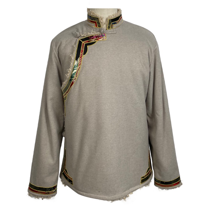 Nepal Bhutan Trend Clothing Men's Embroidered Plush Cotton Jacket Winter Tibet Stage Performance Overcoat Tibetan Ethnic Coat