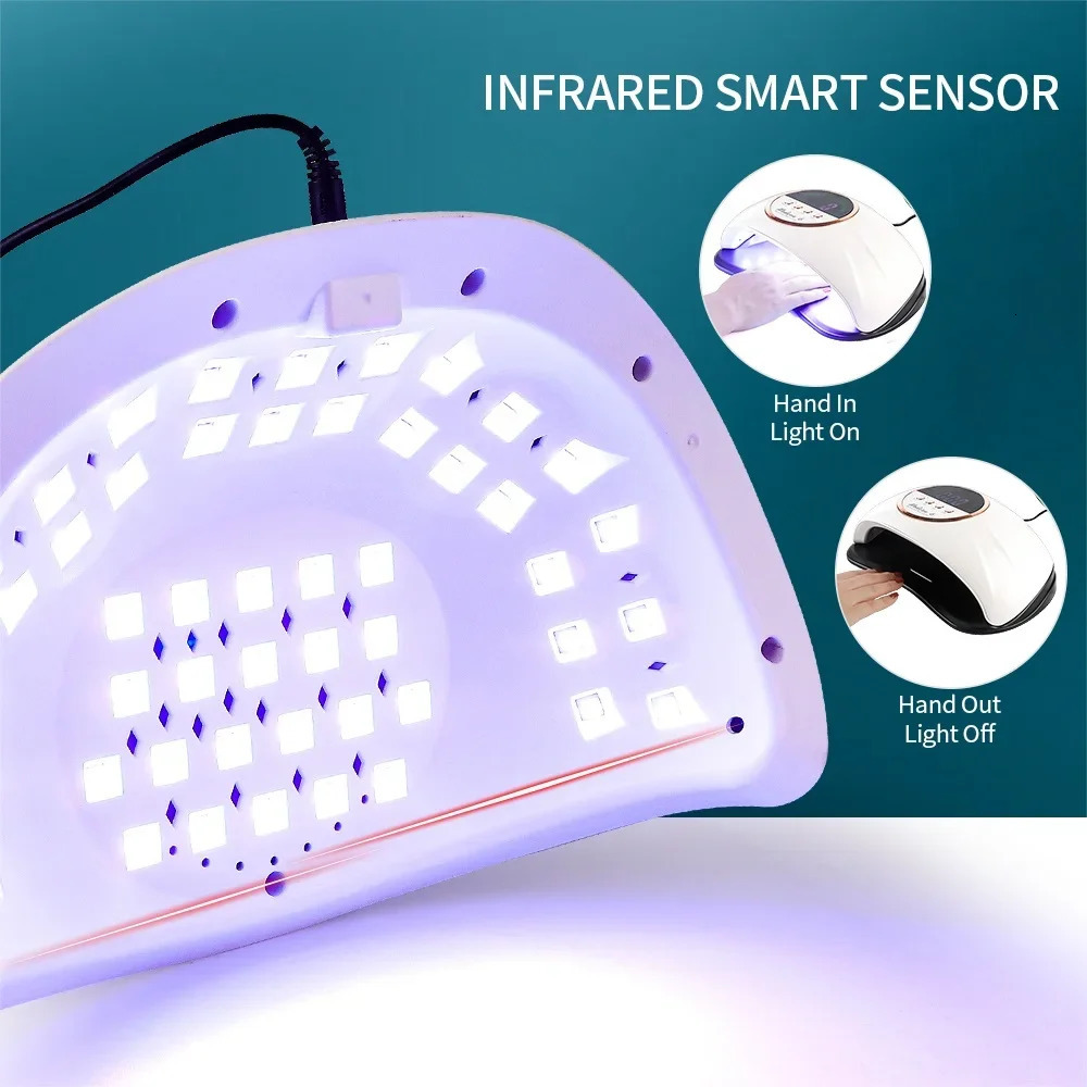 Nail Dryers 102W UV LED Manicure Lamps Two Hands Big Dryer for Curing Gel Varnish Tools With Sensor LCD Display 4 Timers 231204