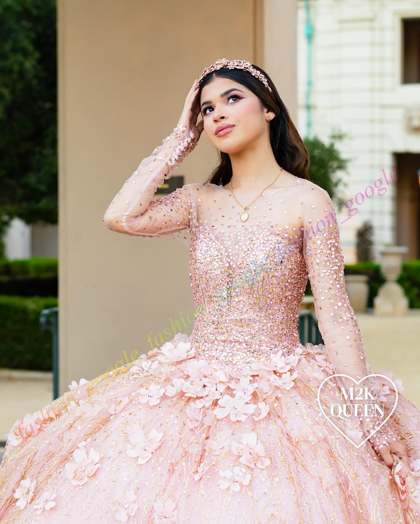 Shimmering Quinceanera Dress Illusion Sleeves Debutante Ball Mexican Quince Sweet 15/16 Birthday Party Gown for 15th Girl Drama Winter Formal Prom Gal