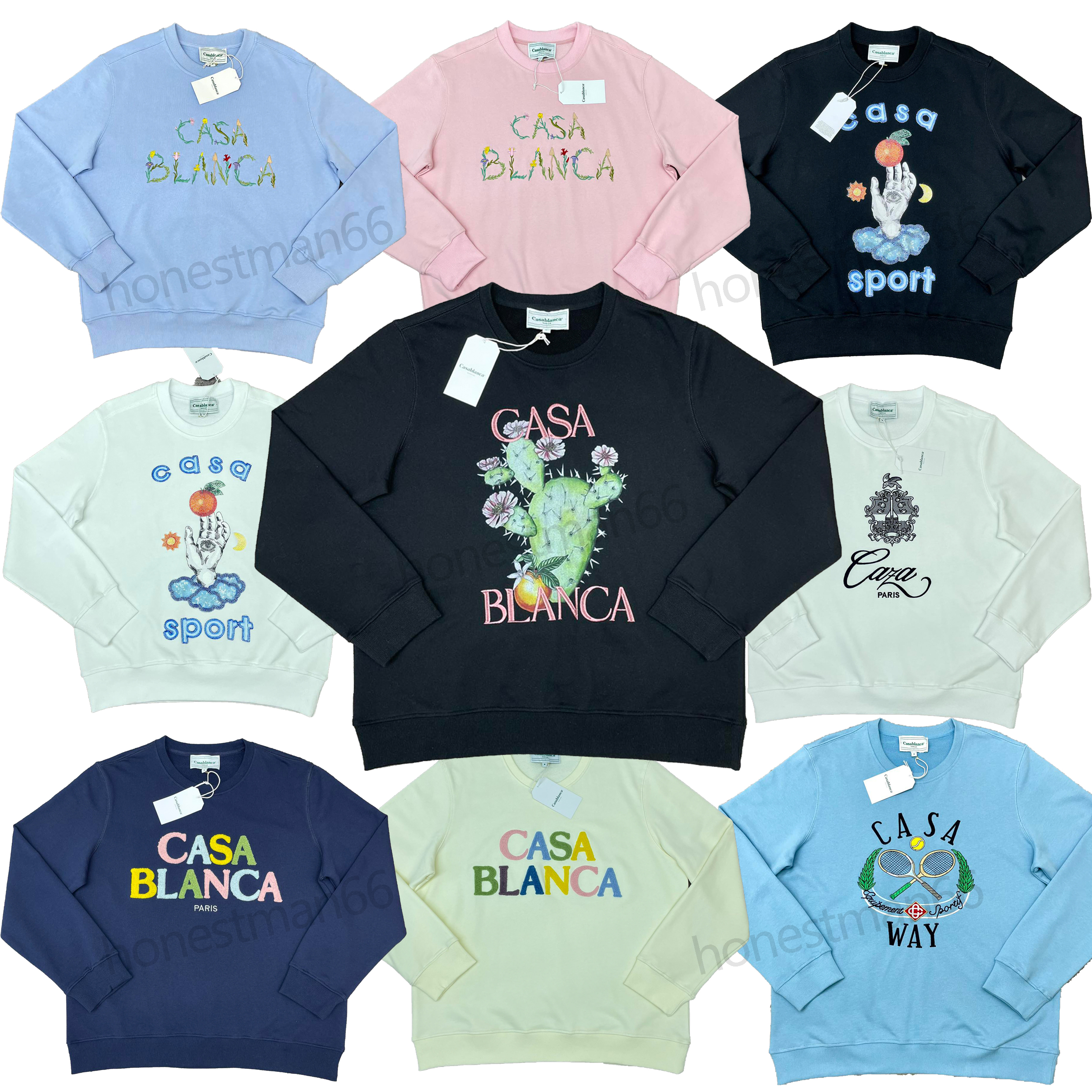 Casablanca-s 24SS Designer Sweatshirts Cotton Sweater New CASABLANCA Hoodies cactus et organge Embroidered printed Sportshirt for man and women F