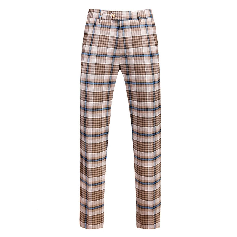 Men's Suits Fashion Men Double Breasted Plaid Suit Coat Pants 2 Pcs Set / Male Slim Fit Business Wedding Blazers Jacket Trousers 231205