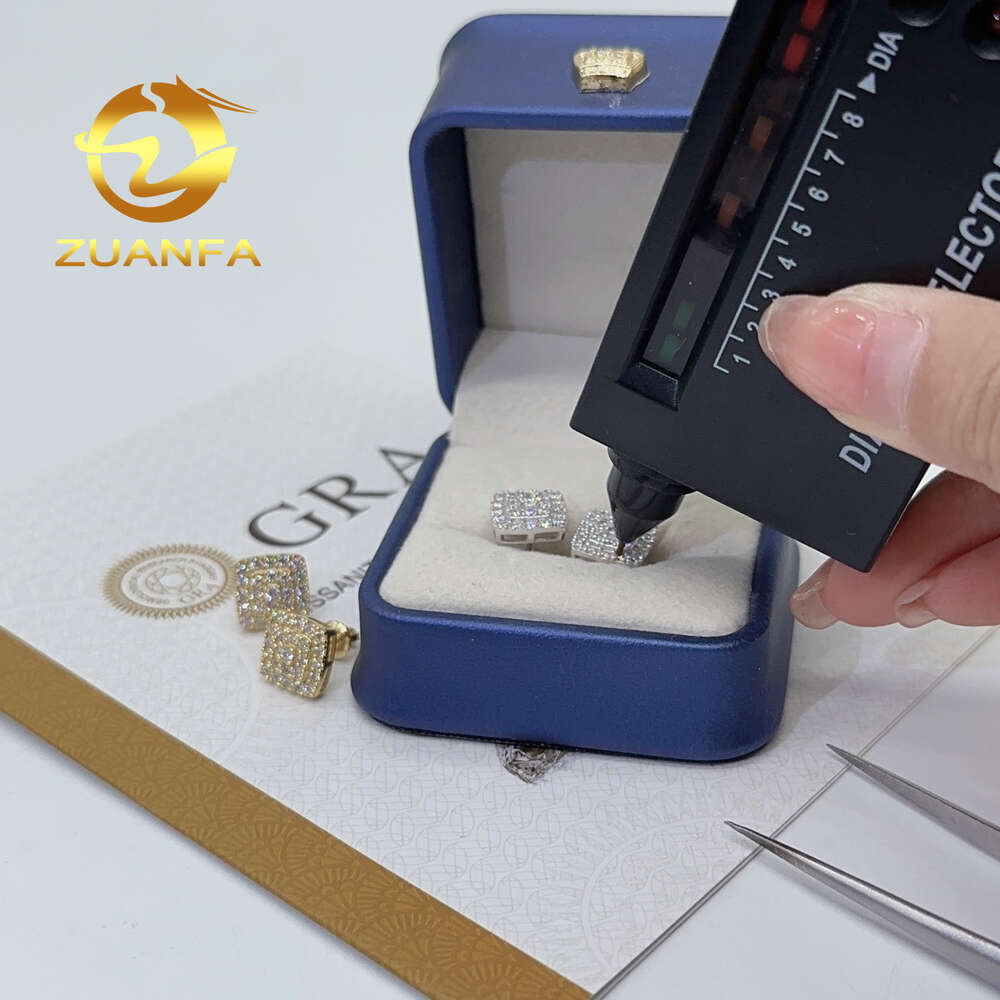 Hiphop Earrings Pass Diamond Tester 925 Sterling Silver Gold Plated Classic Moissanite Screw Back