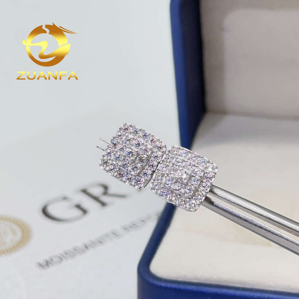 Hiphop Earrings Pass Diamond Tester 925 Sterling Silver Gold Plated Classic Moissanite Screw Back
