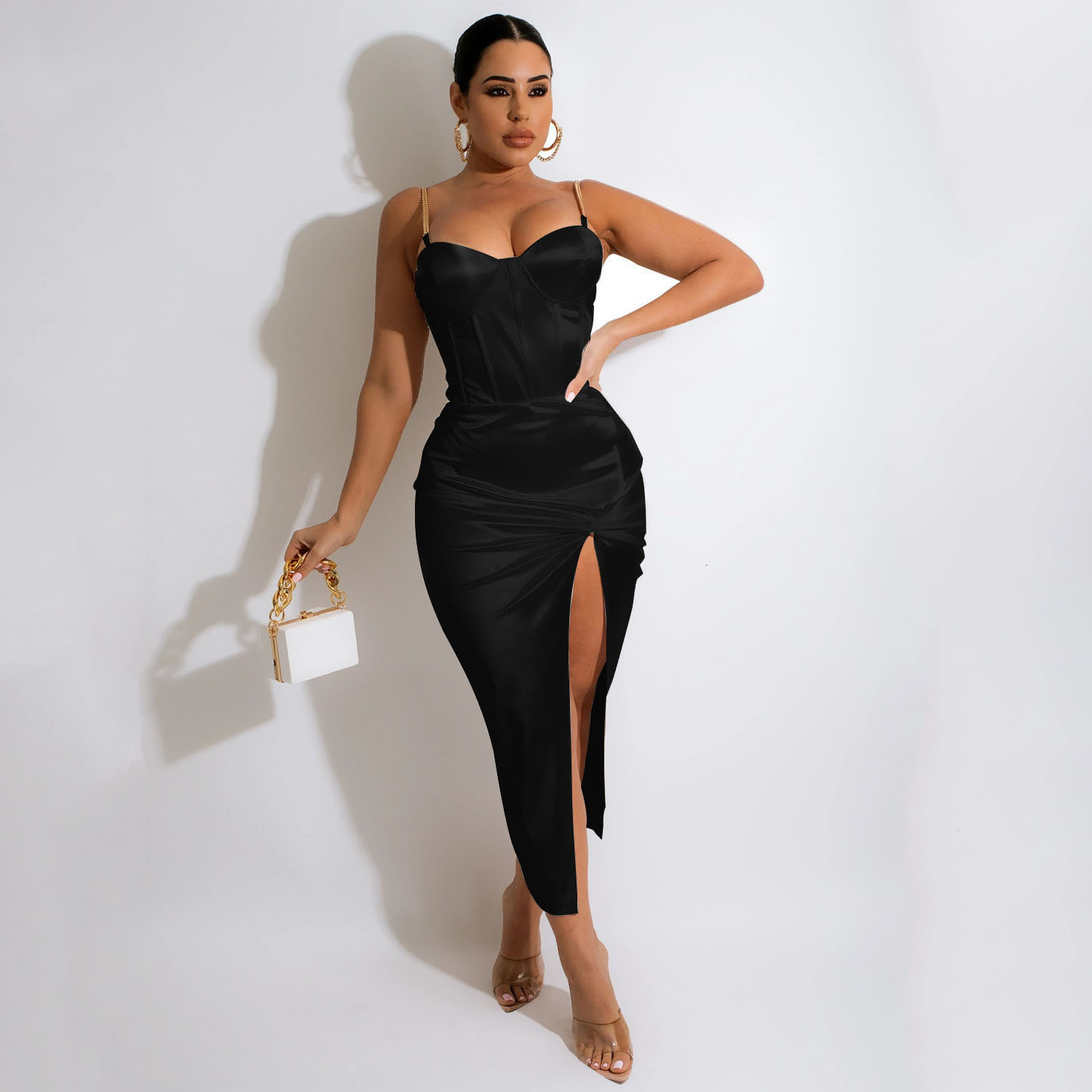 Sexy Bodycon Woman Birthday Dress Fall Elegant Slip Dresses For Women Casual Party Night Club Black Clothes 22441P 210712wtt