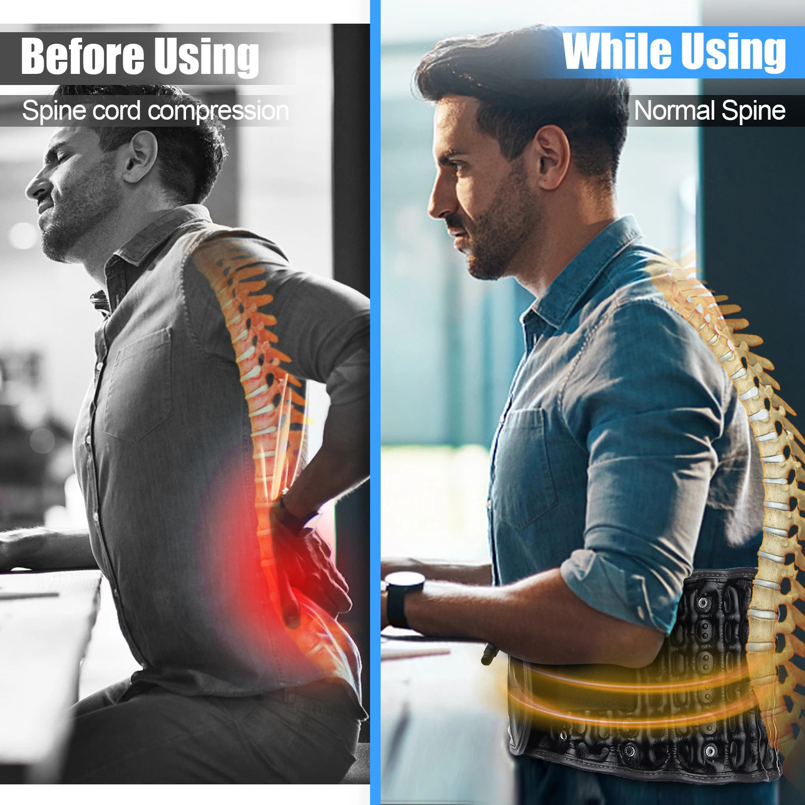 Back Massager Air Decompression Back Belt Physiotherapy Inflate Waist Lumbar Traction Brace Spine Posture Corrector Back Pain Relief Support 231204