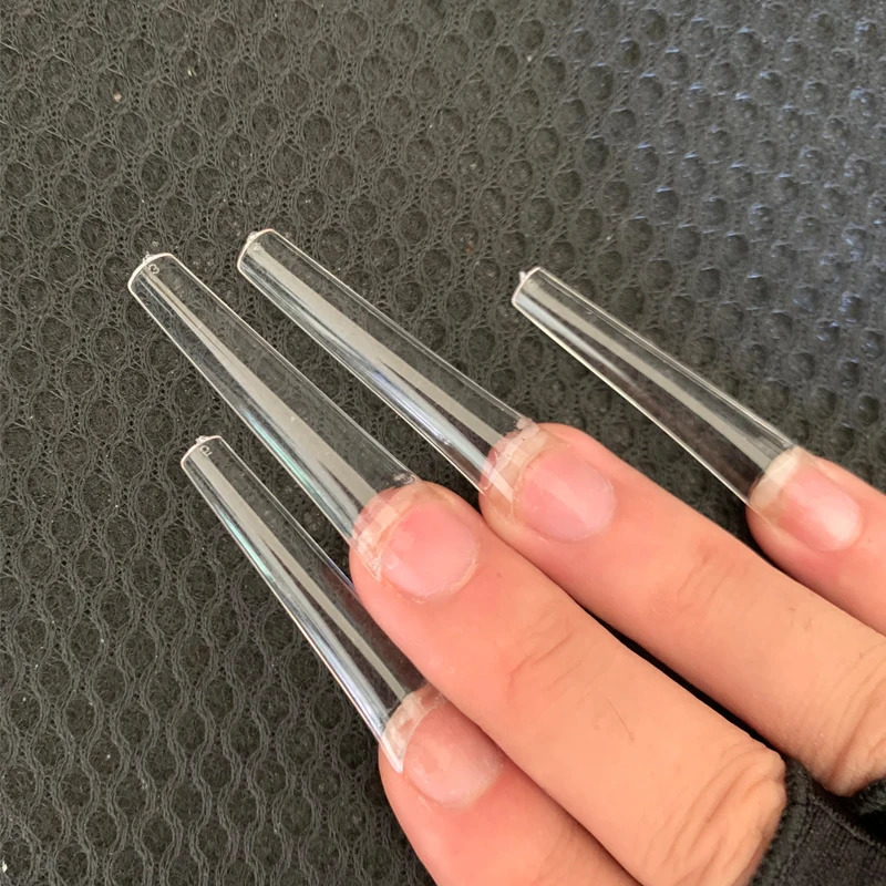 False Nails 500pcs No C Curve XXL Coffin Tips Straight Square Half Cover Nail Acrylic Gel Manicure Tool 231204