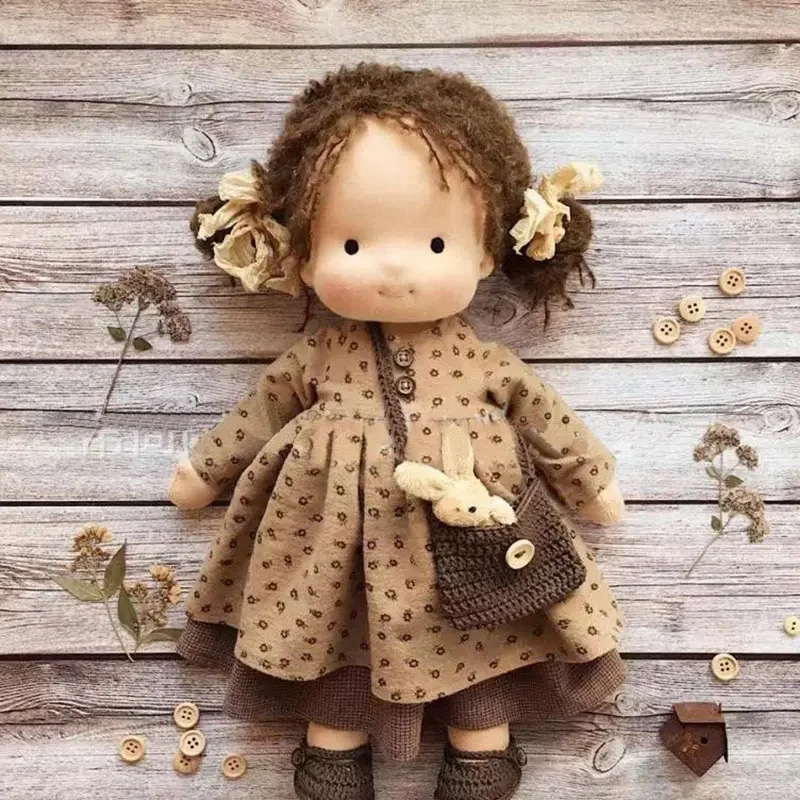 Dolls 30cm Waldorf Cute Plush Doll Girl Soft Stuffed Doll With Golden Curly Hair Diy Children's Companion Friends Birthday Gifts 231204
