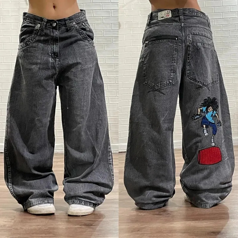 Women's Jeans Y2K Fashion Baggy Cartoon Graphic Embroidery Vintage Pants Harajuku Goth High Waist Wide Trouser Streetwear 231205