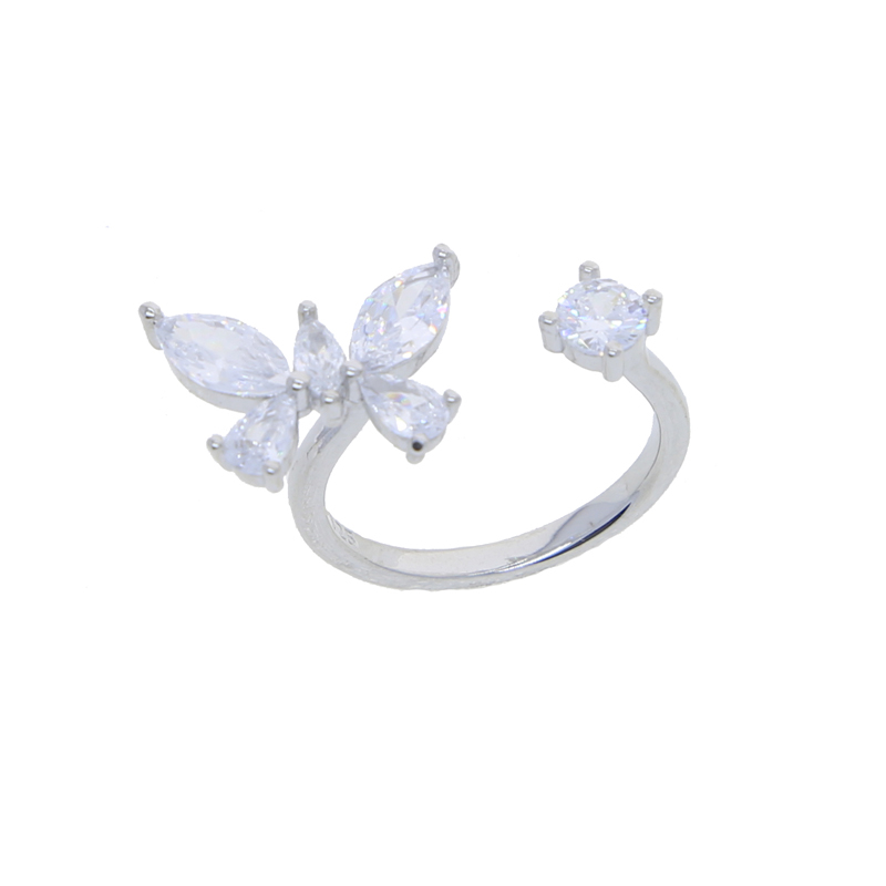 Stunning Sterg Sier Butterfly Adjustable Size Finger Ring with high quality Cubic Zirconia Ideal for Wedding Jewelry Wholesale