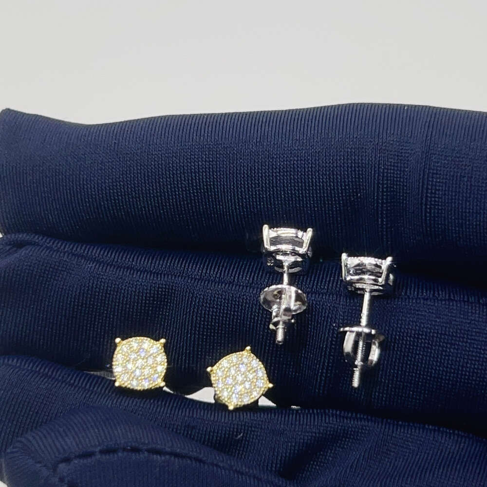 Custom Hiphop Jewelry Pass Diamond Tester 925 Sterling Silver Vvs Classic Gold Plated Stud Moissanite Earring