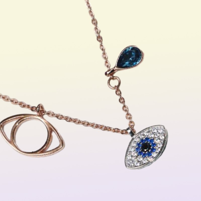 Classic Evil Eye Necklace Jewelry for Women Girls Jewelry Set Gift Silver Rose Gold 2Colors 925 Sterling Silver Plated