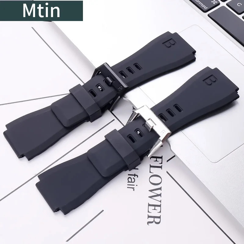 Watch Bands Rubber strap men's pin buckle watch accessories For Bell Ross BR01 24mm outdoor sports waterproof wristband ladies Watchbands 231204C