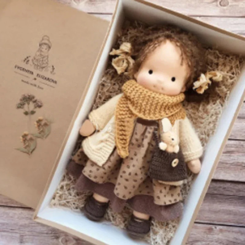 Dolls 30cm Waldorf Cute Plush Doll Girl Soft Stuffed Doll With Golden Curly Hair Diy Children's Companion Friends Birthday Gifts 231204