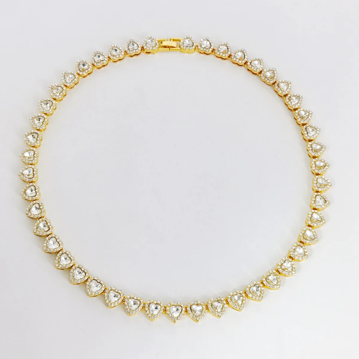 Chokers European and American hip-hop style 11mm heart-shaped set rhinestone Cuban women's wedding engagement necklace 231205