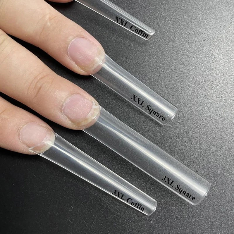 False Nails 3XL Long Coffin No C Curve Square Nail Tips Straight French Art Half Cover Pack of 120pcs 231204