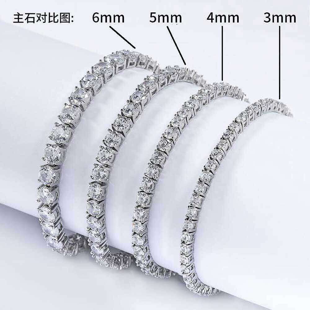 Necklaces HipHop Jewelry ice out 3mm 4mm 5mm 6mm 925 sterling silver VVS Moissanite Diamond Tennis Link Chain Bracelet