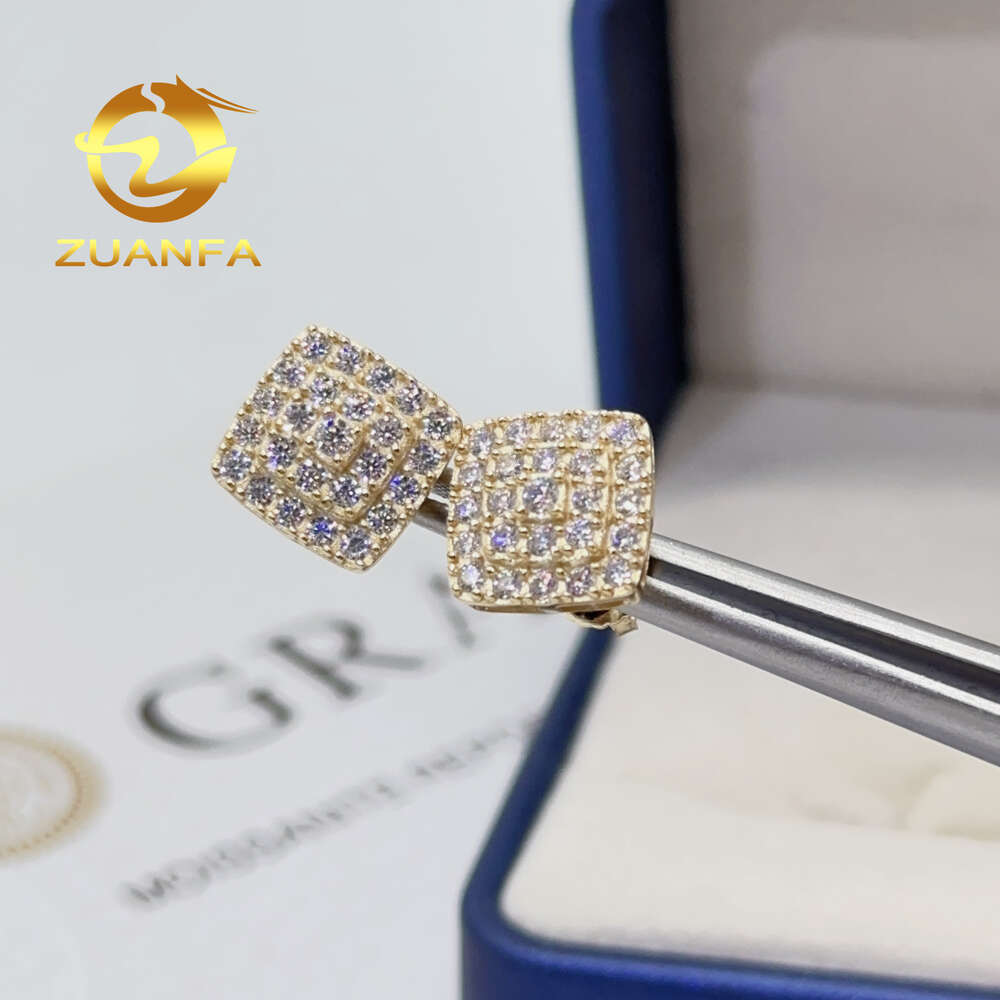 Hiphop Earrings Pass Diamond Tester 925 Sterling Silver Gold Plated Classic Moissanite Screw Back