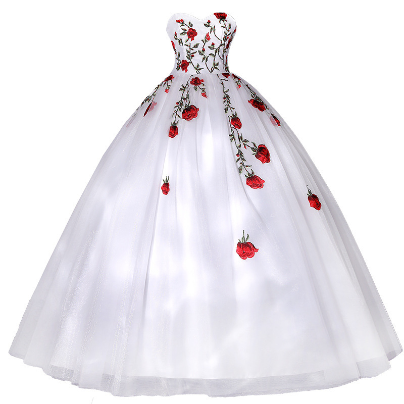 Embroidery Ball Gown Wedding Dress Elegant Sweetheart Neck Lace Up Back Bridal Gowns Graceful Bride Robe Vestidos De Novia