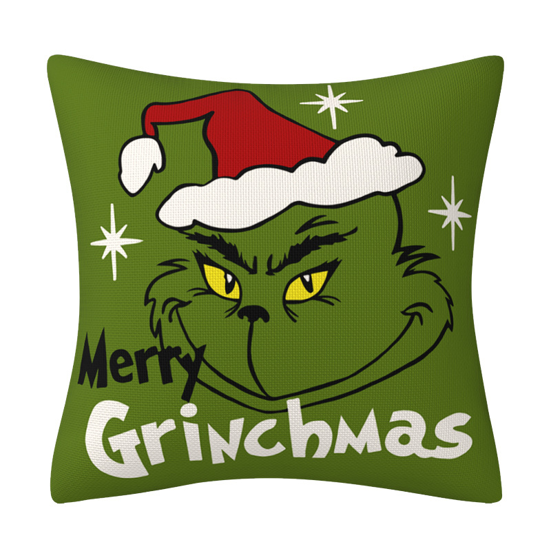 Christmas Pillow Cases Cartoon Grinch Theme Printed Decorative Cushion Cover Pillowcase for Home Sofa Car Decoration 16 Styles