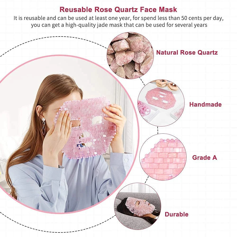 Face Massager Rose Quartz Face Mask Cold Therapy Skin Care Tools Cooling Massager Wrinkle Removal 100% Natural Jade Crystal Sleep Mask 231204
