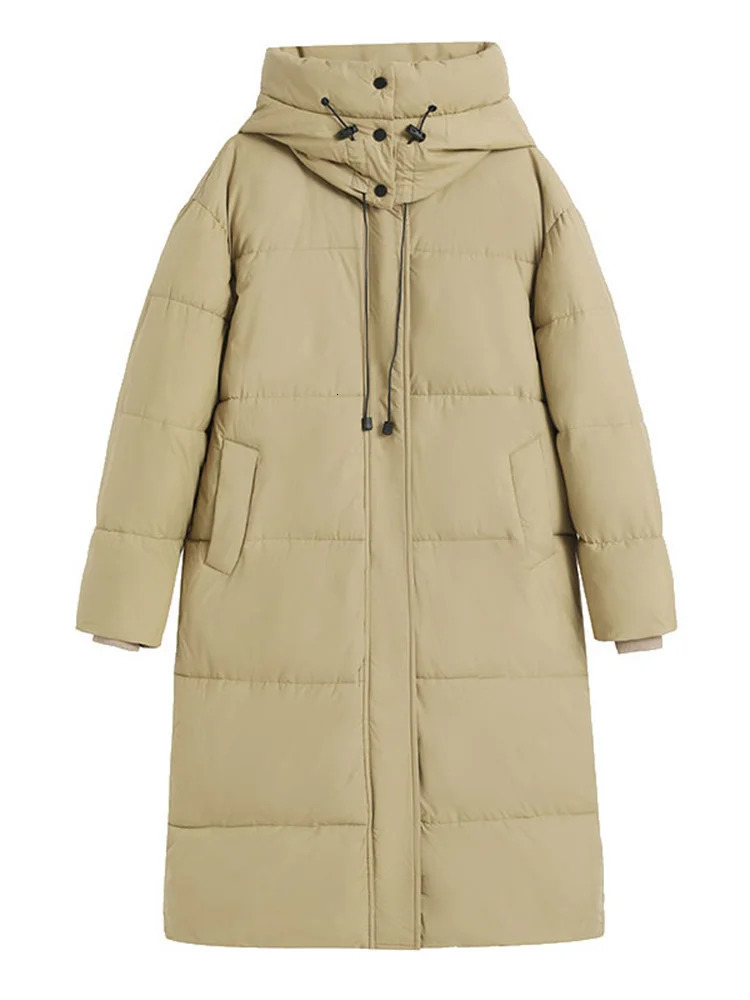 Women's Vests White Long Cotton Coat Winter Fashion Thick Warmth Hooded Parka Korean Loose Anti Cold -30 Trench High Quality Clothing 231204