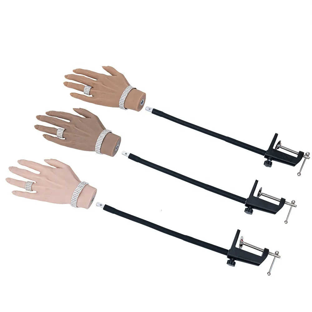 False Nails Silicone Practice Hand Lifelike Acrylic Nail Art Mannequin Finger Training with Clip Holder for DIY Salon Artists ZHQ0322 231204