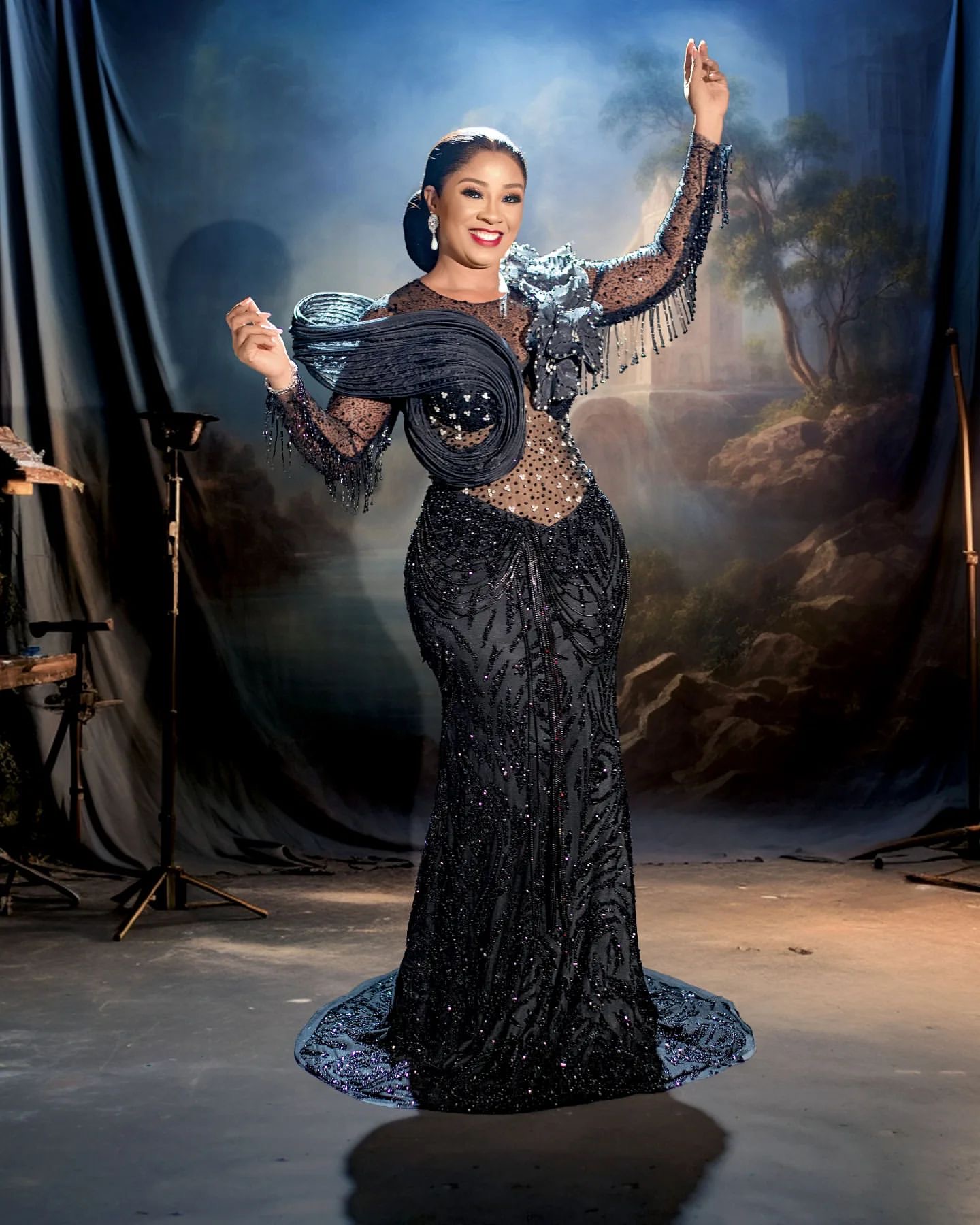 2024 Aso Ebi Mermaid Black Prom Dress Beaded Sequined Lace Evening Formal Party Second Reception Birthday Engagement Gowns Dresses Robe De Soiree ZJ34