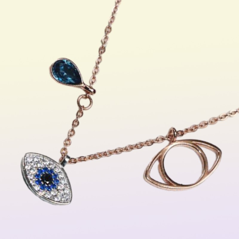Classic Evil Eye Necklace Jewelry for Women Girls Jewelry Set Gift Silver Rose Gold 2Colors 925 Sterling Silver Plated