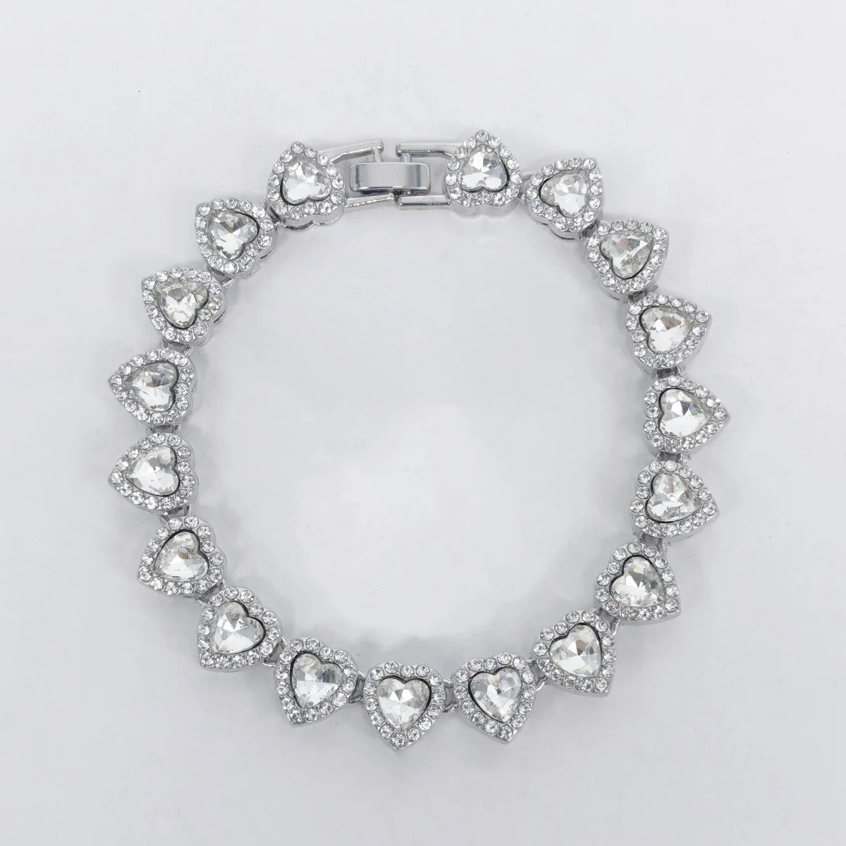 Chokers European and American hip-hop style 11mm heart-shaped set rhinestone Cuban women's wedding engagement necklace 231205