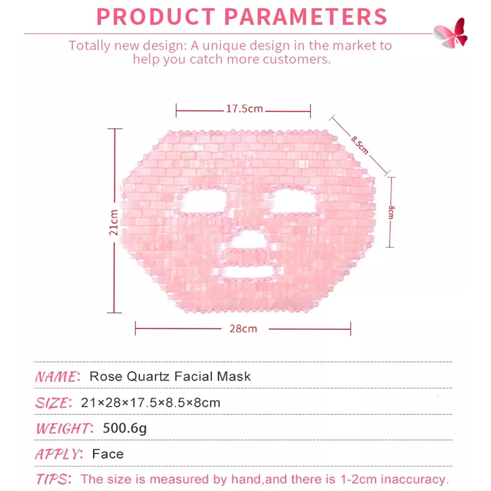 Face Massager Rose Quartz Face Mask Cold Therapy Skin Care Tools Cooling Massager Wrinkle Removal 100% Natural Jade Crystal Sleep Mask 231204
