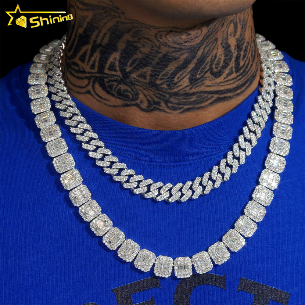 bracelet necklace mossanite Iced Out Hip Hop Jewelry14k Real Gold Plate S Sterling GRA Certificated VVS Lab Diamond Cuban Link Bracelet