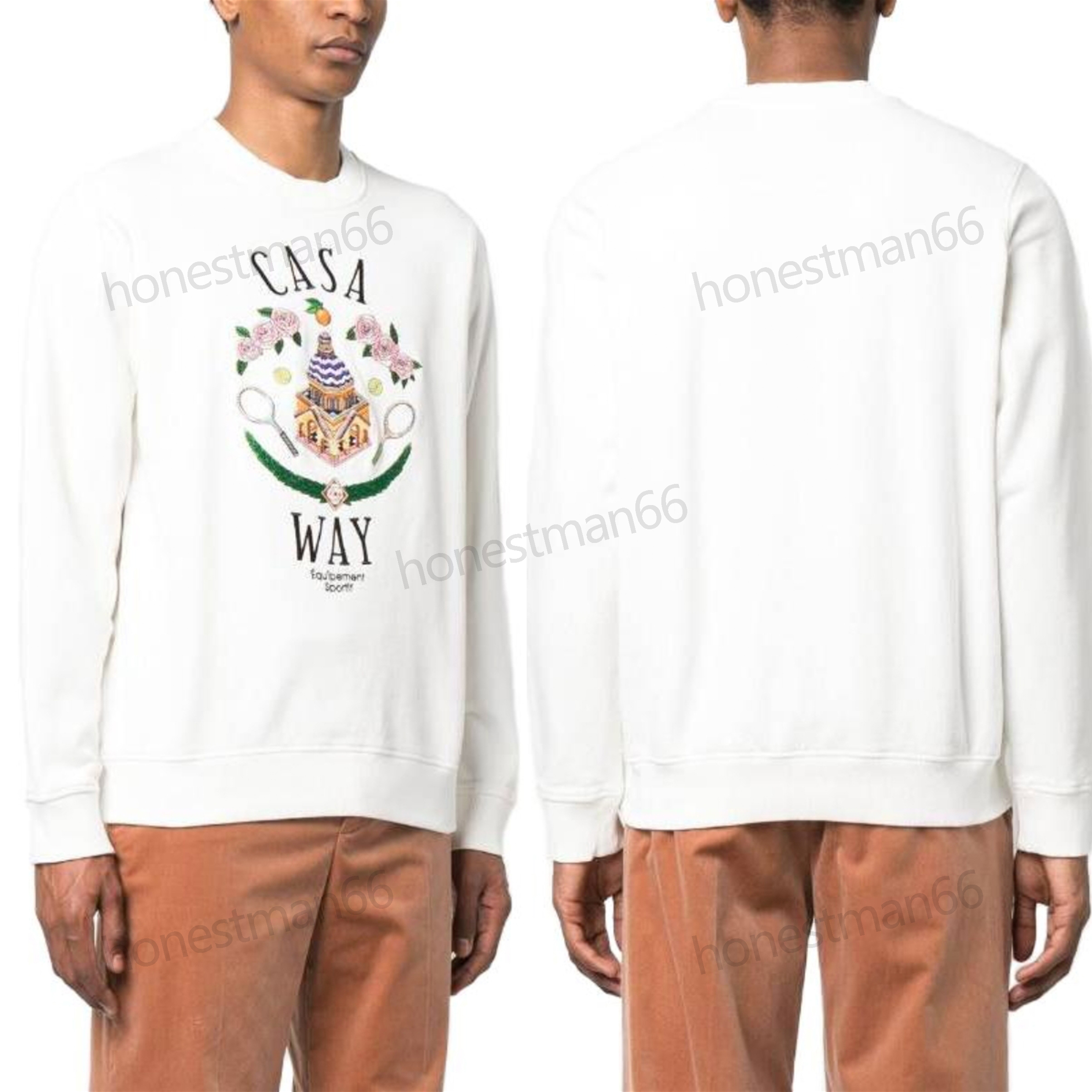 Casablanca-s 24SS Designer Cotton Sweatshirts Fashion Top New CASABLANCA Casa Way citadel printed Sportshirt for men and women Sweater