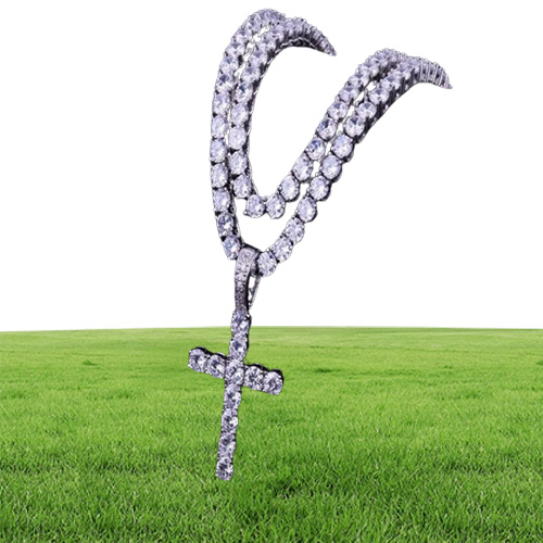 Men/Women Hip hop Jewelry Zircon Necklace Pendant Necklace Charm Bling With 4mm Tennis Chain For Gift drop shipping