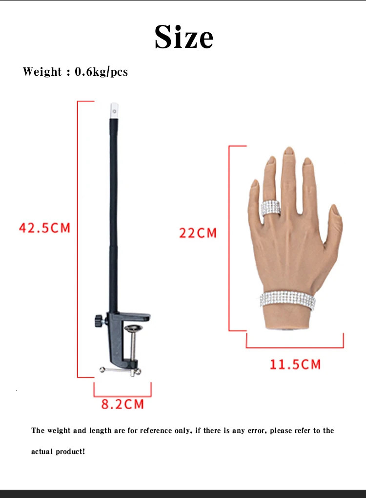 False Nails Silicone Practice Hand Lifelike Acrylic Nail Art Mannequin Finger Training with Clip Holder for DIY Salon Artists ZHQ0322 231204