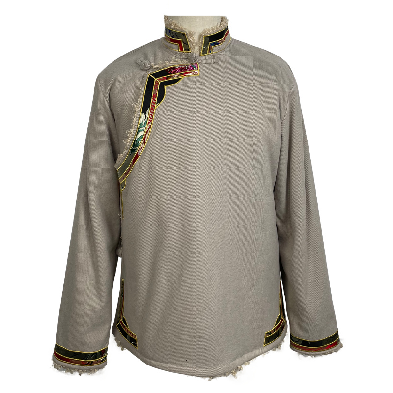 Nepal Bhutan Trend Clothing Men's Embroidered Plush Cotton Jacket Winter Tibet Stage Performance Overcoat Tibetan Ethnic Coat