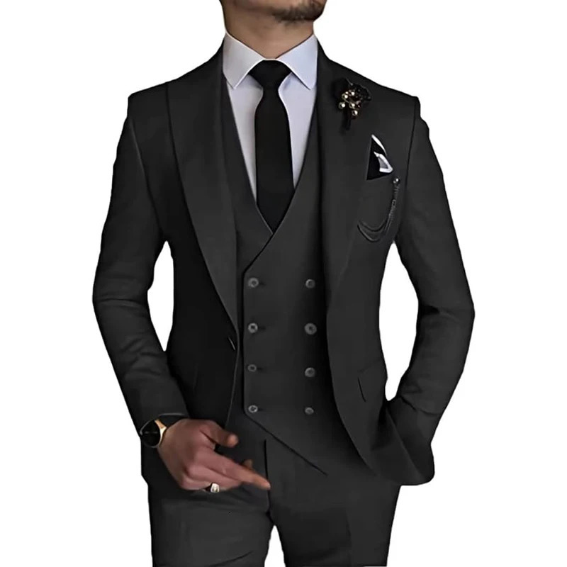 Men's Suits Blazers Men's 3 Piece Suit Slim Fit Suits One Button Tuxedo Blazer Vest Pants Formal Business Wedding Prom Suits 231205