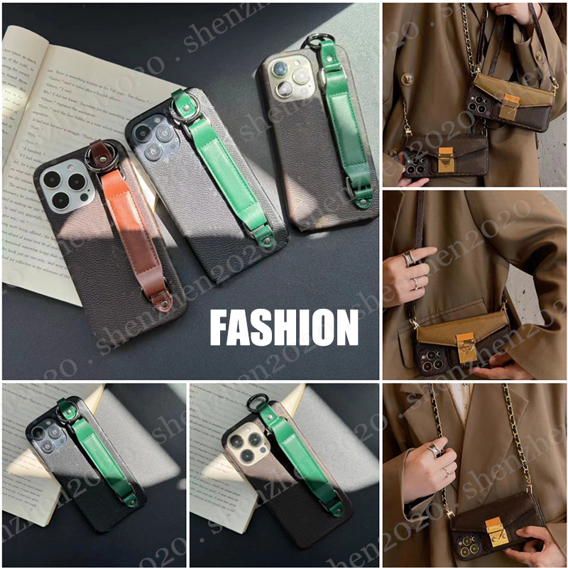 2Styles Fashion Classic Flowers Phone Cases with Strap/Chain Phone Case for ip 15 14 13 12 11 pro max