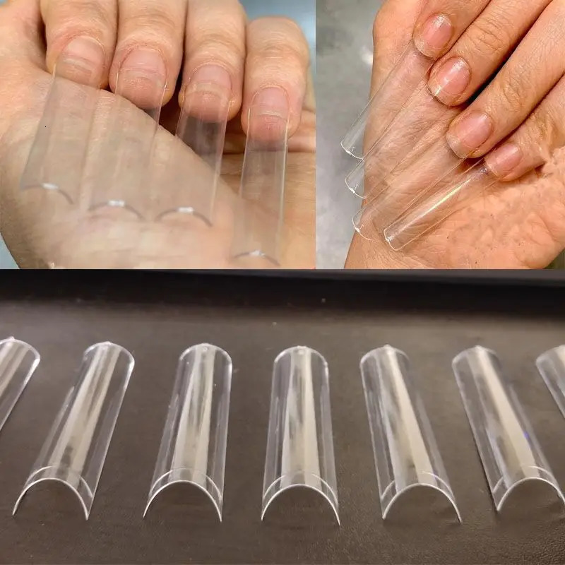 False Nails 500pcs No C Curve XXL Coffin Tips Straight Square Half Cover Nail Acrylic Gel Manicure Tool 231204