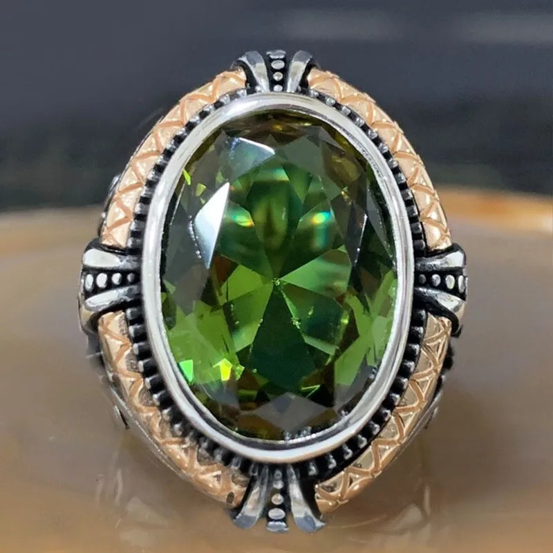 Wedding Rings Retro Handmade Turkish Ring for Men Vintage Double Swords Black Zircon Punk Trendy Islamic Religious Muslim Jewelry 231205